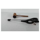 Tools, includes wooden mallet and grab it tool