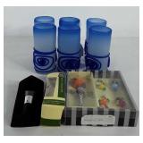 Barware, includes set of six cobalt blue glasses