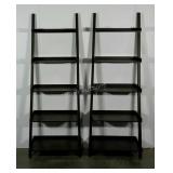 Two leaning book shelves, each measures 73" tall