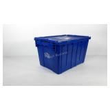 Industrial tote with interlocking lid,