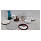Glass and dinnerware, holiday platters,