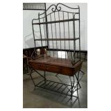 Metal and wood kitchen bakers rack, 77" tall,