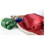 Two Coleman sleeping bags, Intex air mattress in