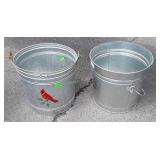 Two galvanized handled Pails, 12" tall, one with