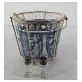 Glass ice bucket (6") and salt and pepper shakers