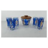 Glassware, Hazel Atlas blue and gold grapes ice