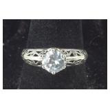 Filigree Style Cubic Zirconia Ring, 2.6 grams,
