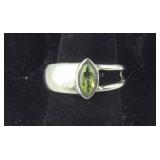 Modernistic Marquise Peridot Ring, 5.4 grams,