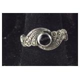 Vintage Black Onyx & Marcasite Ring, 2.7 grams,