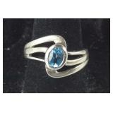 Modernistic Blue Topaz Ring, 4.5 grams, Sterling