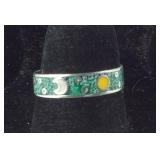 Green Enameled Toe Ring, 1.1 grams, Sterling