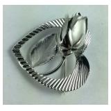 Rose / Heart Pin Brooch, 6.4 grams, Sterling