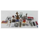 Mixed group, includes brass bell, coca cola