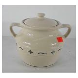 Longaberger pottery dual handled cookie jar