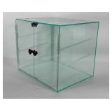 Plexiglass display cabinet with wood pulls and no