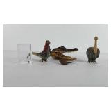 Mixed group, includes two bird figurines, brass