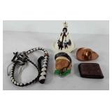 Mixed group, includes whip, wall hanging