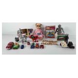 Toys, includes cars, wind-up toys, robots, doll,