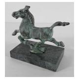 Horse sculpture on marble base, 6.5"