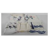 Textiles, embroidered table runners and pillow