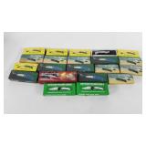Twenty-one folding pocket knives in boxes,