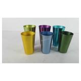 Six metal colored cups, includes three 5" and
