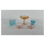 Glassware, includes two pink depression glass