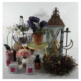 Home decor, includes stool, candle holders,
