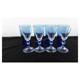 Glassware, includes four cobalt blue water