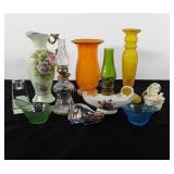 Mixed group, includes oil lanterns, vase, candle