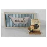 Home decor, includes framed wash bathroom sign