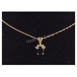 14k gold, sapphire, and diamond necklace 18in