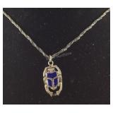 necklace 16in with Sterling silver scarab beetle