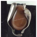 Sterling silver and maroon agate ring size 5
