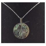Abalone mermaid necklace 20in stainless steel