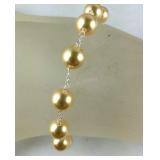 Gold pearl Swarovski crystal bracelet 7.25in and