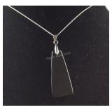 Shungite pendant necklace 18in Sterling silver