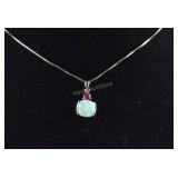 Sterling silver milky lab opal pink sapphire