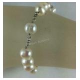 Sterling silver freshwater pearl bracelet 7.25in