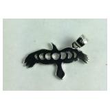 Sterling silver bird and moon phase pendant