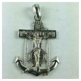 Crucifix Anchor Pendant, 4.1 grams, Sterling