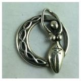 Moon Goddess Pendant, 3.3 grams, Sterling Silver,