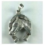Heavy Horse Head & Horse shoe Pendant Made in