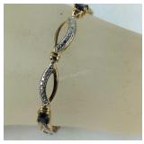 Genuine Blue Sapphire & Diamond Bracelet Gold