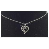 Genuine Diamond Heart Necklace, 2.5 grams,