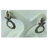 Vintage Style Marcasite Stud Dangle Earrings, 2.8