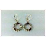 Multi-Gemstone Lever Back Dangle Earrings, 4.3