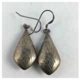 Vintage Fish Hook Silver Earrings, 3.7 grams,