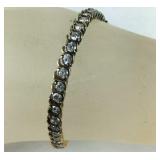 Gold Tone CZ Tennis Bracelet, Marked 925, size