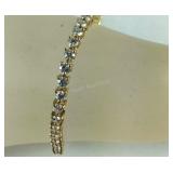 Gold Tone CZ Tennis Bracelet, Marked 925, size